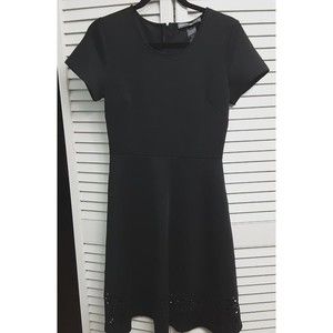 Avon Signature laser cut Ponte Knit Knee Length A line black dress S